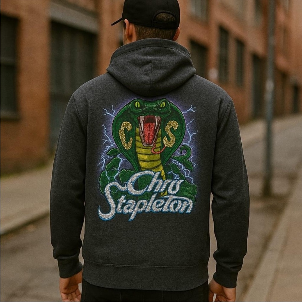 Chris Stapleton Hoodie Full Zip Cobra Graphic Pullover Sweatshirt Large